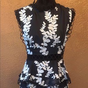 Black & white ruffled maxi